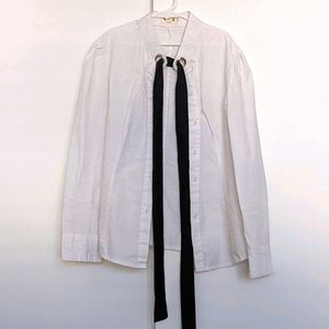 White Dress Shirt with Collar Loophole Tie
